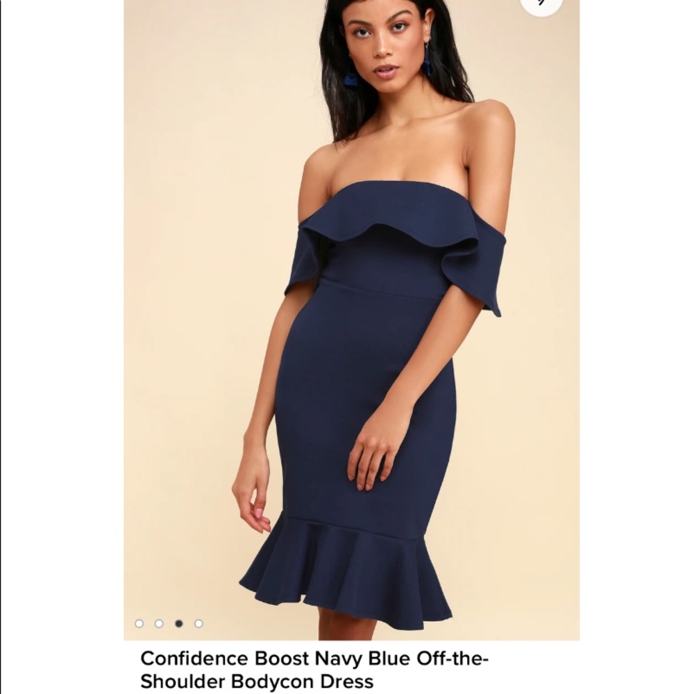 Navy Blue Off the Shoulder Bodycon Dress